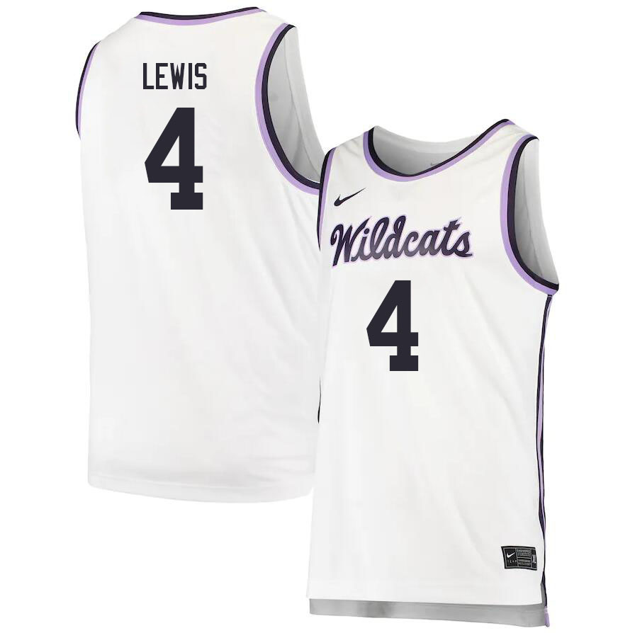 Men #4 Seryee Lewis Kansas State Wildcats College Basketball Jerseys Sale-White